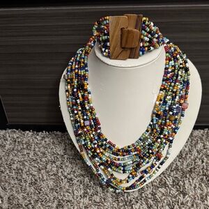 Multicolor Beaded Necklace and Bracelet Set